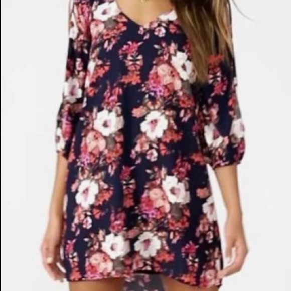 🌸 NWOT Lulu's Dresses | Lulus SHIFTING Dears Navy Blue Floral Shift Dress🌸 - Picture 6 of 11